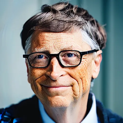 Image similar to portrait photo still of real life bill gates, 8 k, 8 5 mm f 1. 8