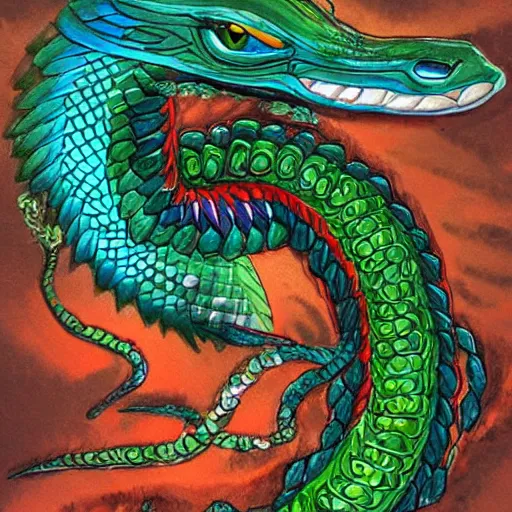 Image similar to quetzalcoatl, epic, realistic, detailed