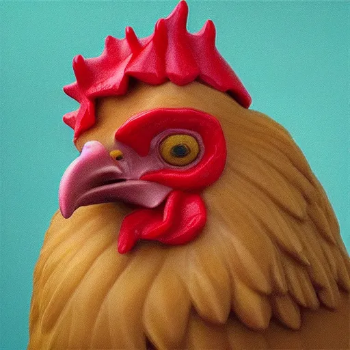 Prompt: breathtaking portrait of a chicken chocolate sculpture, art concept, artstation, sharp focus, botero style