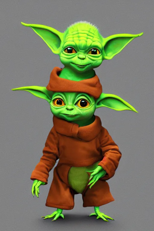 Prompt: colorful full body shot of gizmo gremlin as baby yoda, trending on artstation, trending on deviantart ,cinematic backlighting, 8k, symmetrical, correct proportions, hyper detail, studio disney