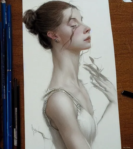 Image similar to beautiful prima ballerina drawing, in the style of greg rutkowski, fantasy, amazing detail, epic, intricate, elegant, smooth, sharp focus