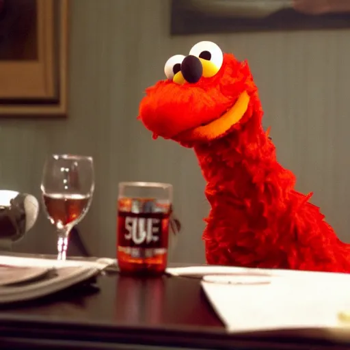 Prompt: elmo in the sopranos, 4 k, high detail, high - resolution photograph, professional photography, ultra - detail