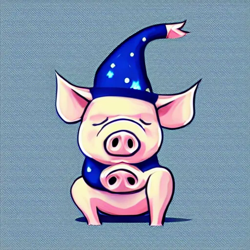 Image similar to digital art logo, pig with wizard hat, by James Jean and by artgerm , ultradetailed, trending on artstation,