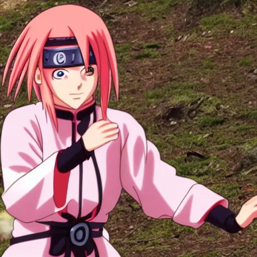 Prompt: sakura from naruto being useful