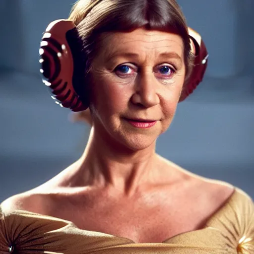 Prompt: helen mirren as princess leia