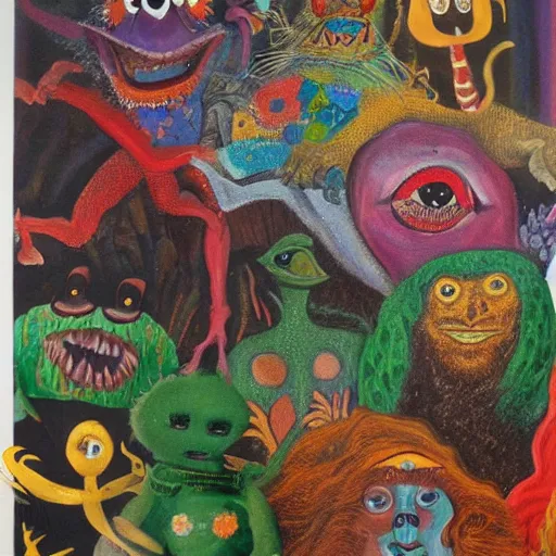 Prompt: a painting jim henson did when he was deeply schizophrenic