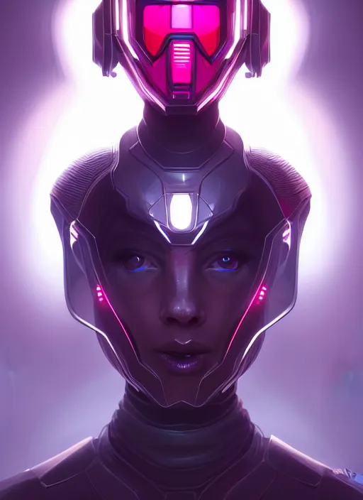 Prompt: symmetry!! portrait of side!! of a female character with helmet fantasy, sci - fi, tech wear, glowing lights!! intricate, elegant, highly detailed, digital painting, artstation, concept art, smooth, sharp focus, illustration, art by julian del rey and daryl tan