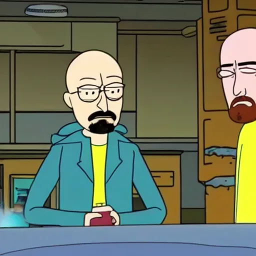 Image similar to Walter White and Jesse Pinkman in Rick and Morty (1999)