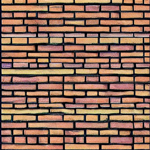 Prompt: bricks texture hand painted, symmetrym, digital art