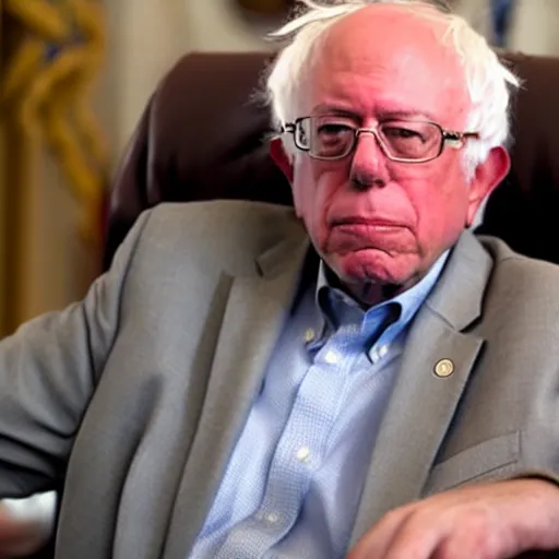 Image similar to bernie sanders sitting in the oval office, photo