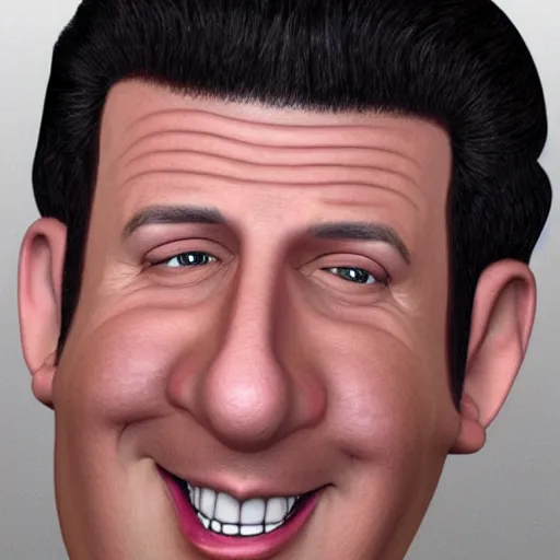 Prompt: a lifelike accurate 3 d render caricature drawing of adam sandler