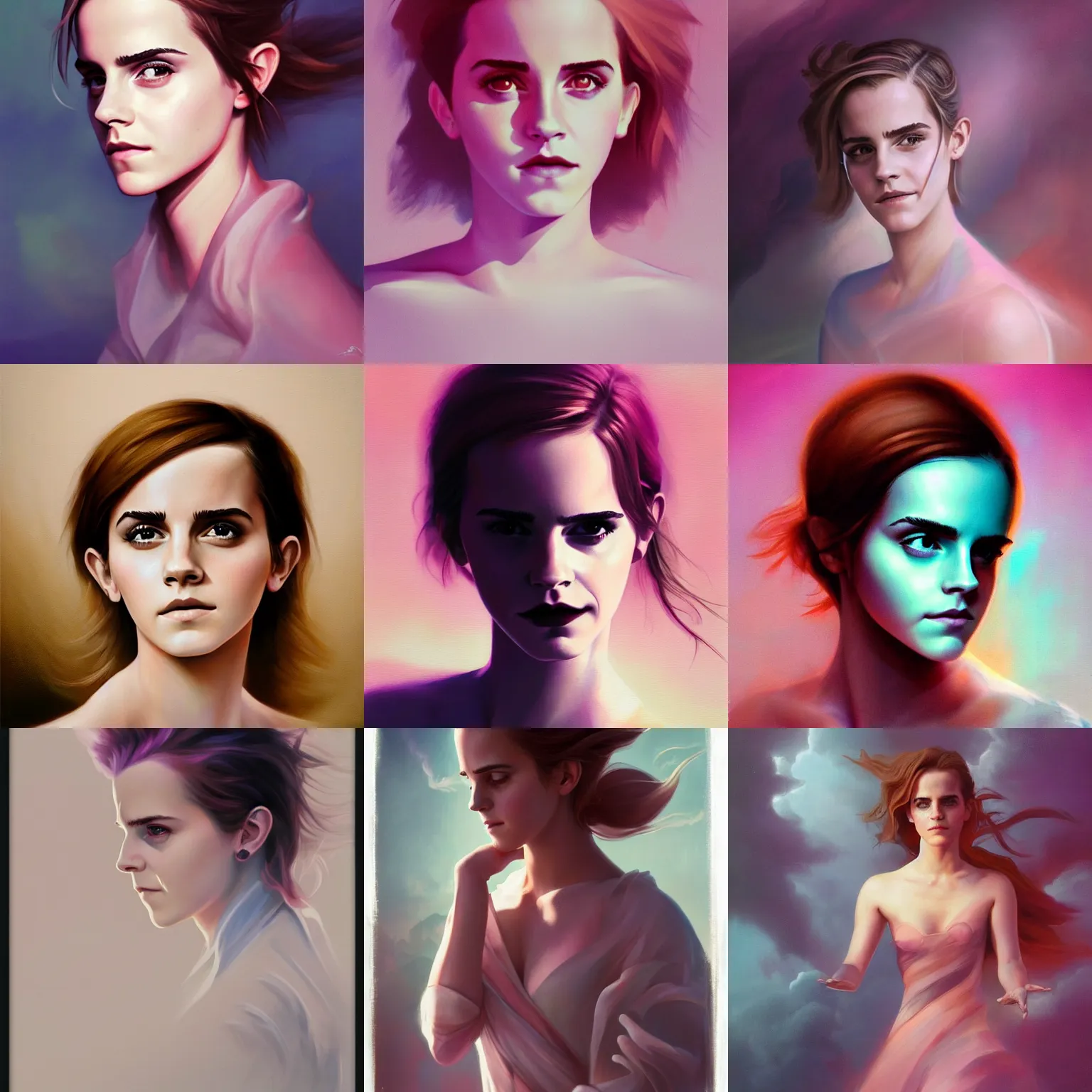 Prompt: emma watson by peter mohrbacher, dynamic lighting, gradient baby pink