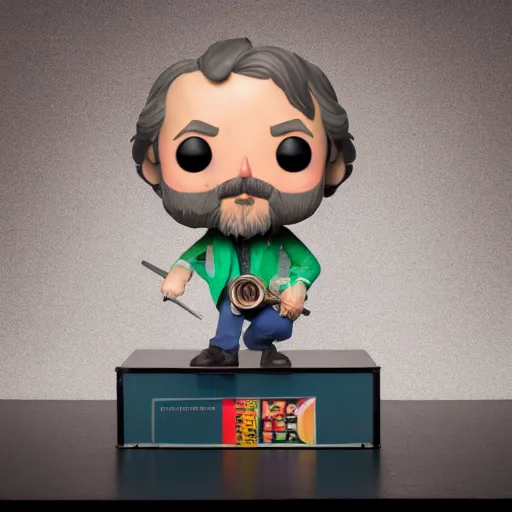 Image similar to studio photograph of a Hugh Laurie funko pop, 8k, detailed, product photography, studio lighting