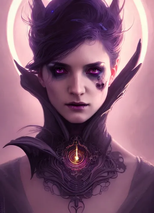 Image similar to a beautiful cinematic female Necromancer Sorceress, galatic shamen with Quantum energy fantasy, fantasy magic, undercut hairstyle, dark light night, intricate, elegant, sharp focus, illustration, highly detailed, digital painting, concept art, matte, art by WLOP and Artgerm and Greg Rutkowski and Alphonse Mucha, masterpiece