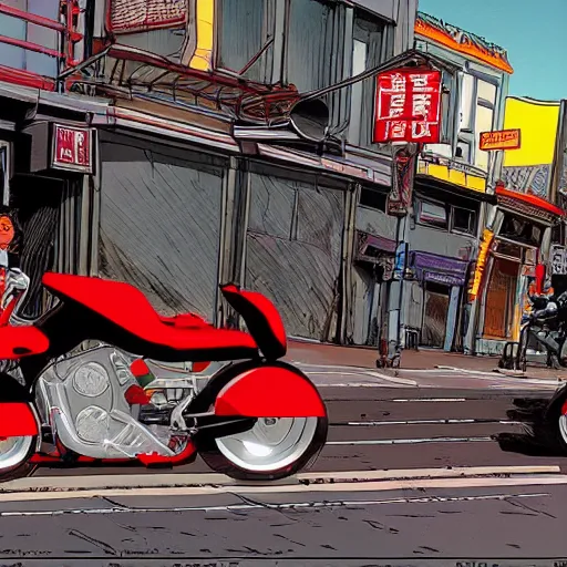 Image similar to akira style motorcycles in the streets of san francisco in 2 0 4 8