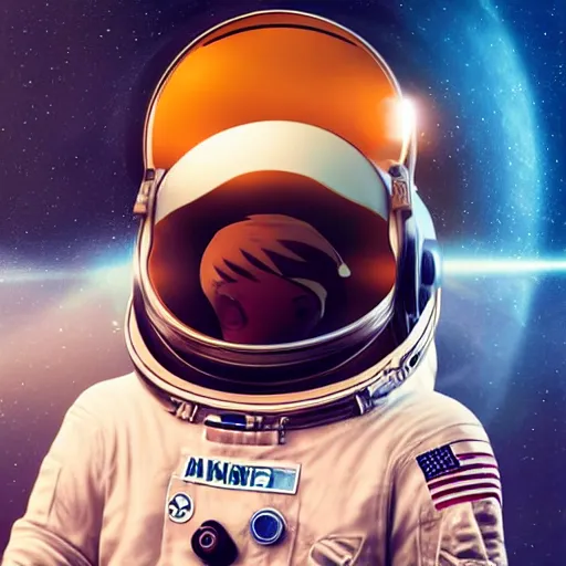 Prompt: portrait cartoon manga anime render of a astronaut, wearing head phones, epic composition, hd, octane, unreal engine, volumetric lighting, light rays, masterpiece, award - winning