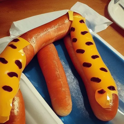 Image similar to “a very long hotdog dog”