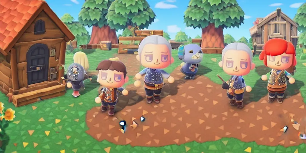 Image similar to geralt of rivia in animal crossing new horizons