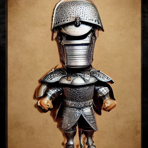 Prompt: donald trump, knights armor!!!!!!!!!!!!!!!!, one broadsword, by hans holdein, donald trumps highly detailed handsome face, two arms, two legs, donald trumps symmetrical face, realistic, valiant, heroic
