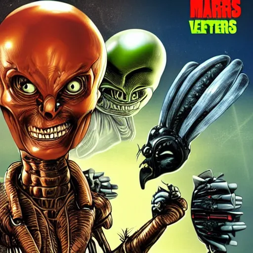 Image similar to mars attacks with alien vs predator