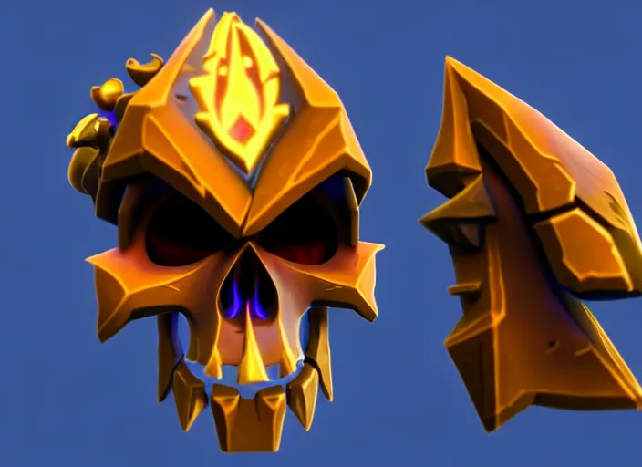 Image similar to cloaked skull, stylized stl, 3 d render, activision blizzard style, hearthstone style, crash bandicoot artstyle