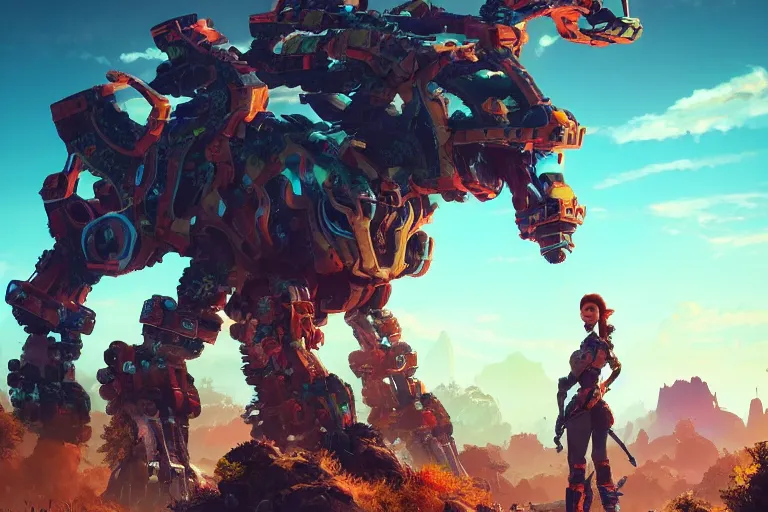 Image similar to scorcher machine mecanical creature robot of horizon forbidden west horizon zero dawn radiating a glowing aura global illumination ray tracing hdr fanart arstation by ian pesty and alena aenami artworks in 4 k