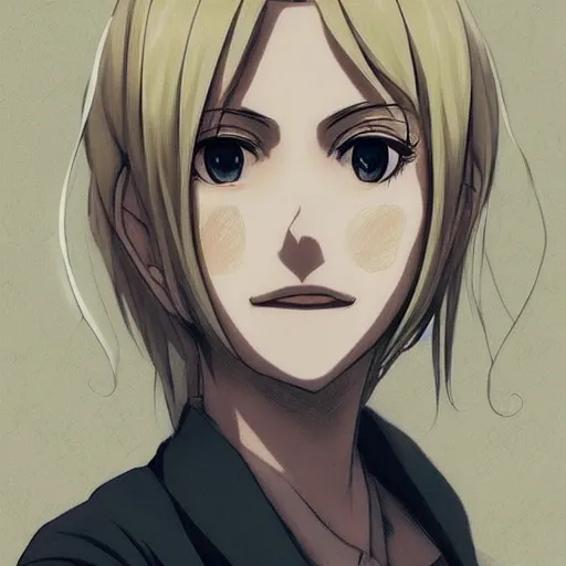 Prompt: Annie Leonhart portrait, beautiful, 4k, detailed, cute, anime, aesthetic, wallpaper, pinterest