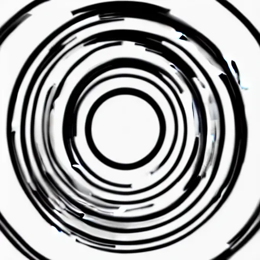 Image similar to a perfect circle, around the outer edge of the circle is the silhouette of a city skyline, inside the circle is empty, black and white, minimalist, in the style of a line drawing