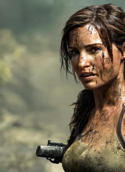 prompthunt: Jennifer Connelly plays Lara croft, promo poster, movie poster,  cool pose