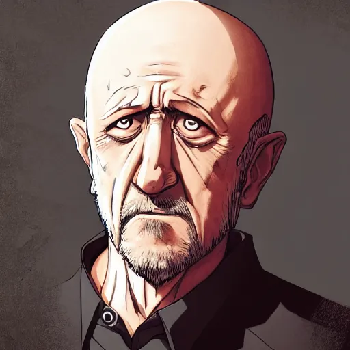 Image similar to portrait of mike ehrmantraut, anime fantasy illustration by tomoyuki yamasaki, kyoto studio, madhouse, ufotable, comixwave films, trending on artstation