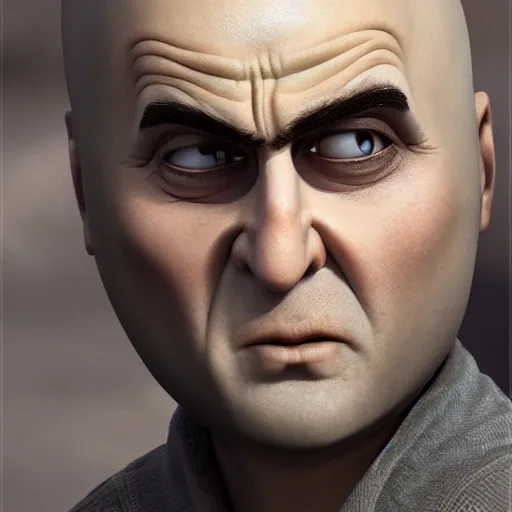 Image similar to Gru in real life, portrait, photograph, realistic, hyperrealistic, highly detailed, very detailed, extremely detailed, detailed, digital art, trending on artstation