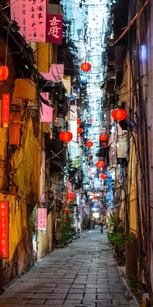 Image similar to view of an alley in china / taiwan at night