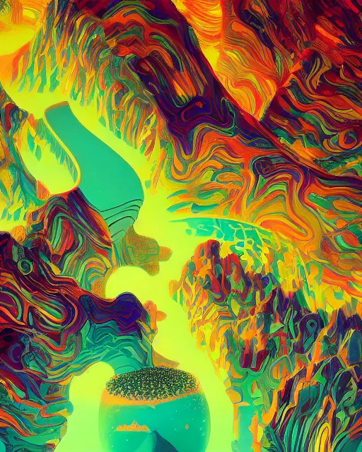 Image similar to acid trip. intricate abstract. intricate artwork. by tooth wu, wlop, beeple, dan mumford. mulholland drive by david lynch, dune by david lynch, octane render, trending on artstation, greg rutkowski very coherent symmetrical artwork. cinematic, hyper realism, high detail, octane render, 8 k, iridescent accents