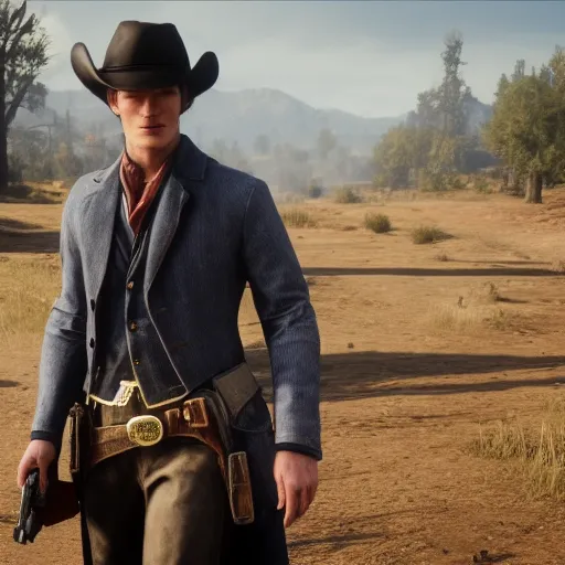 Prompt: Film still of Matt Smith, from Red Dead Redemption 2 (2018 video game)