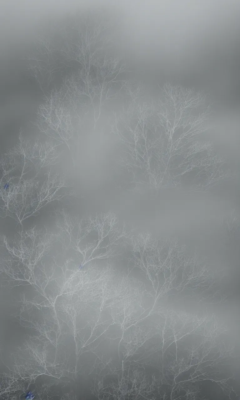 Image similar to photo of transparent Bathochordaeus billowing its layered strate, depth of field, solidifying from the fog