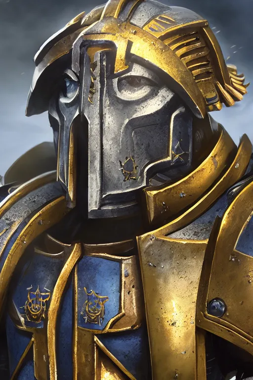 Image similar to armor portrait heros warhammer 4 0 k horus heresy fanart - the primarchs emperor by johannes helgeson animated with vfx concept artist & illustrator global illumination ray tracing hdr fanart arstation zbrush central hardmesh 8 k octane renderer comics stylized