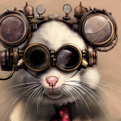 Image similar to a rat with steampunk googles, by WLOP