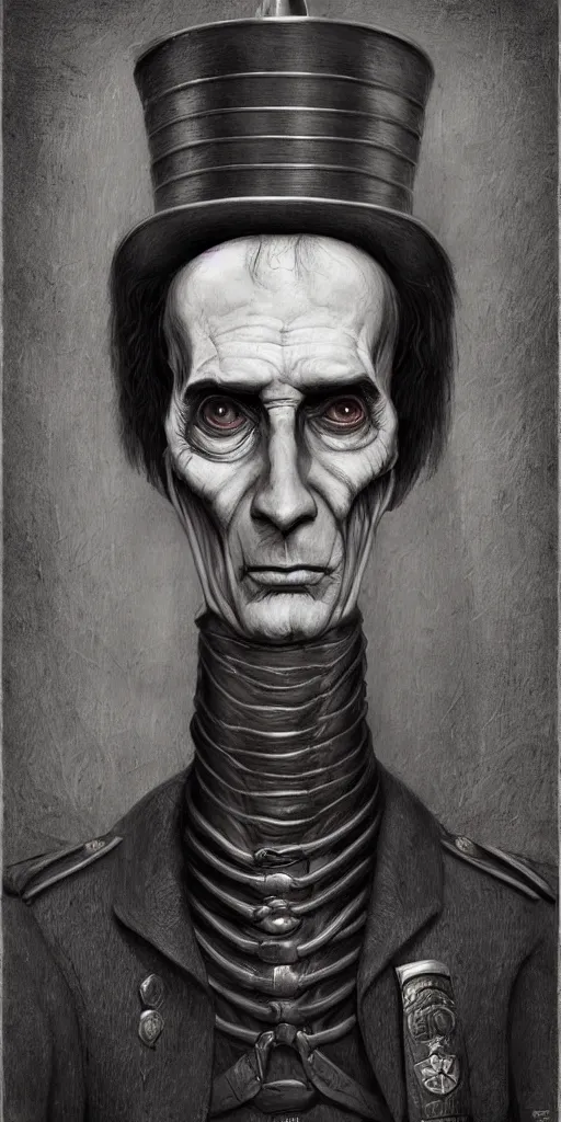 Image similar to portrait of simon bolivar, character design, detailed concept art by fortiche by anton semenov, by h. r giger ， masterpiece