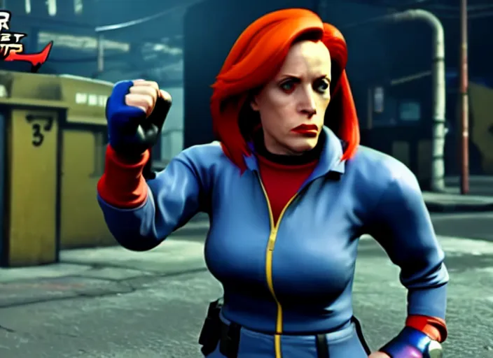 Prompt: dana scully in street fighter v ( 2 0 1 7 ), dynamic pose, official media, ps 4 in - game cinematic, 5 k