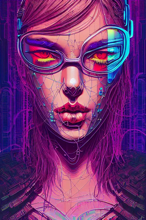 Prompt: dreamy cyberpunk girl, abstract smoke atomic heart, beautiful woman, detailed acrylic, grunge, intricate complexity, by dan mumford and by alberto giacometti, gillis rombouts