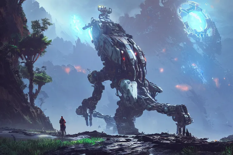 Image similar to stalker machine mecanical creature robot of horizon forbidden west horizon zero dawn bioluminiscence global illumination ray tracing hdr fanart arstation by ian pesty and alena aenami artworks in 4 k