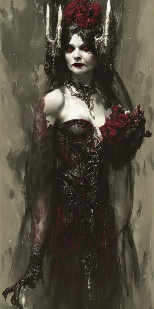 Prompt: of a supreme Lady Bathory, sinister, gothic, victorian, Portrait, extreme detail, luxury, elite, intricate, hypermaximalist, demonic, mythical, painted by craig mullins, 8K,