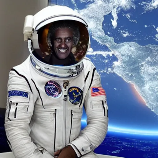 Image similar to african geert wilders as astronaut