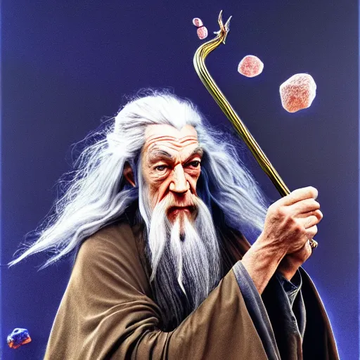 Prompt: exobiology Gandalf gathers his last mana, colored pencils, hyper realistic, hyper detailed, realistic picture, high angle shot, Long shot, by Yves klein, 4k post-processing highly detailed,