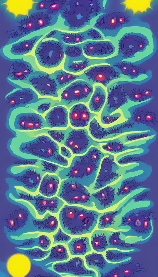 Prompt: a storm vortex made of many demonic eyes and teeth, by kurzgesagt,