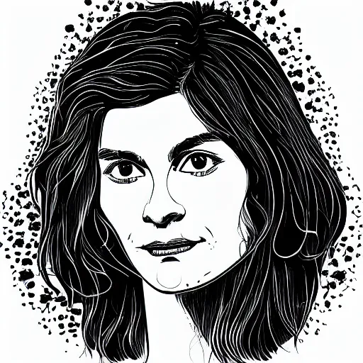 Image similar to portrait of young audrey tautou, vector art, line art, engraving illustration