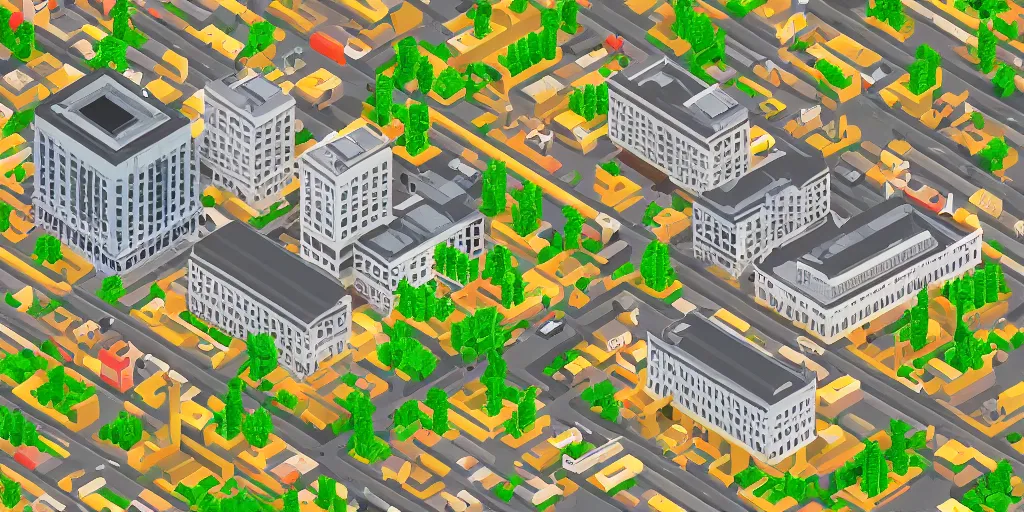 Prompt: voxel art of Stockholm, isometric view