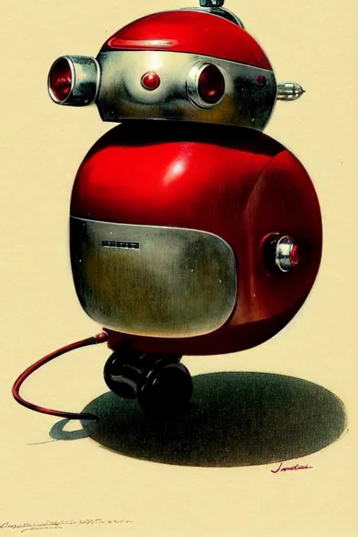 Image similar to ( ( ( ( ( 1 9 5 0 s retro future android robot fat robot mouse wagon. muted colors., ) ) ) ) ) by jean - baptiste monge,!!!!!!!!!!!!!!!!!!!!!!!!! chrome red