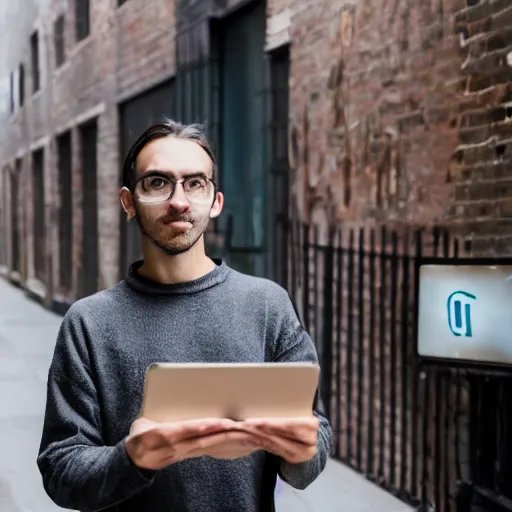 Prompt: a portrait of a person in an alley trying to sell you physical cryptocurrency