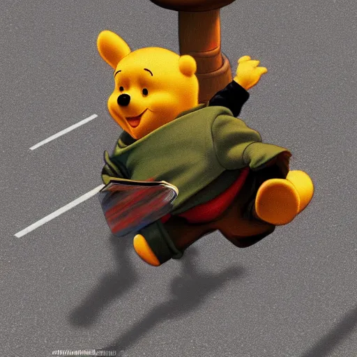 Prompt: winnie the pooh at tiananmen square, award winning photography, extremely detailed, artstation, 8 k, sensual lighting, incredible art, wlop, artgerm